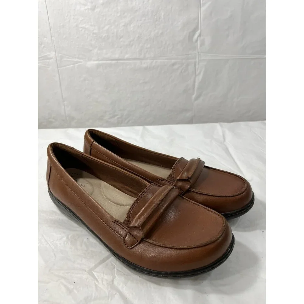 Clark Collection Women's Ashland Lily Dark Tan Leather Loafers Size 8.5 $120_2
